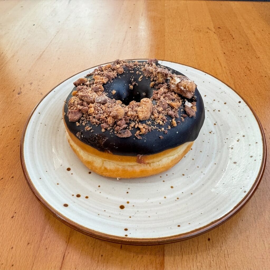 Butterfinger donut with crushed candy topping